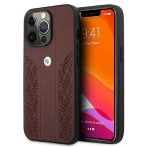 Etui BMW BMHCP13LRSPPR iPhone 13 Pro/13 6,1" czerwony/red hardcase Leather Curve Perforateeng