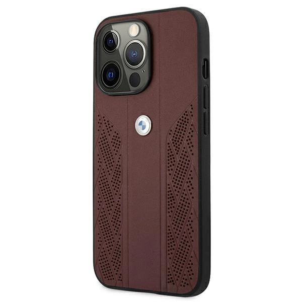 Etui BMW BMHCP13LRSPPR iPhone 13 Pro/13 6,1" czerwony/red hardcase Leather Curve Perforateeng