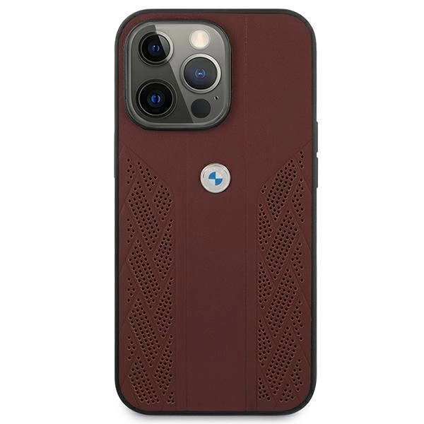 Etui BMW BMHCP13LRSPPR iPhone 13 Pro/13 6,1" czerwony/red hardcase Leather Curve Perforateeng
