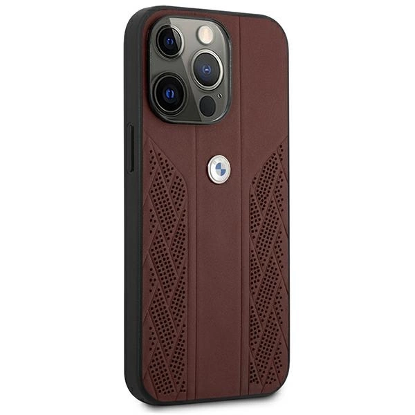 Etui BMW BMHCP13LRSPPR iPhone 13 Pro/13 6,1" czerwony/red hardcase Leather Curve Perforateeng