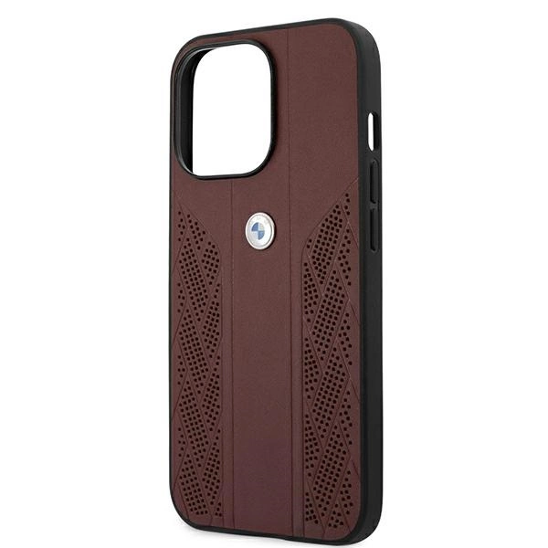 Etui BMW BMHCP13LRSPPR iPhone 13 Pro/13 6,1" czerwony/red hardcase Leather Curve Perforateeng