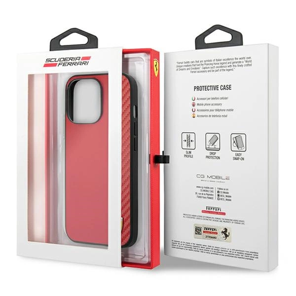 Ferrari FESAXHCP13XRE iPhone 13 Pro Max 6.7" red/red hardcase On Track Carbon Stripeeng