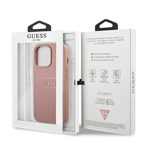 Guess GUHCP13XPSASBPI iPhone 13 Pro Max 6.7" pink/pink hardcase Saffiano Stripeeng