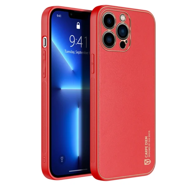 Dux Ducis Yolo elegant case made of soft TPU and PU leather for iPhone 13 Pro Max redeng