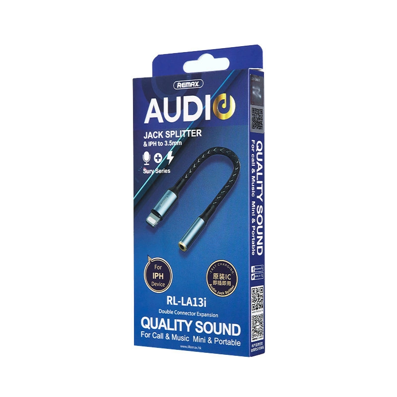 Remax Sury Series adapter Lightning - mini jack 3.5mm 0.13m graphite (RL-LA13i)eng