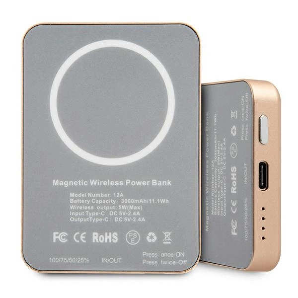 Guess Inductive Power Bank 5W GUPBMSVSLG 3000mAh gold/gold MagSafeeng