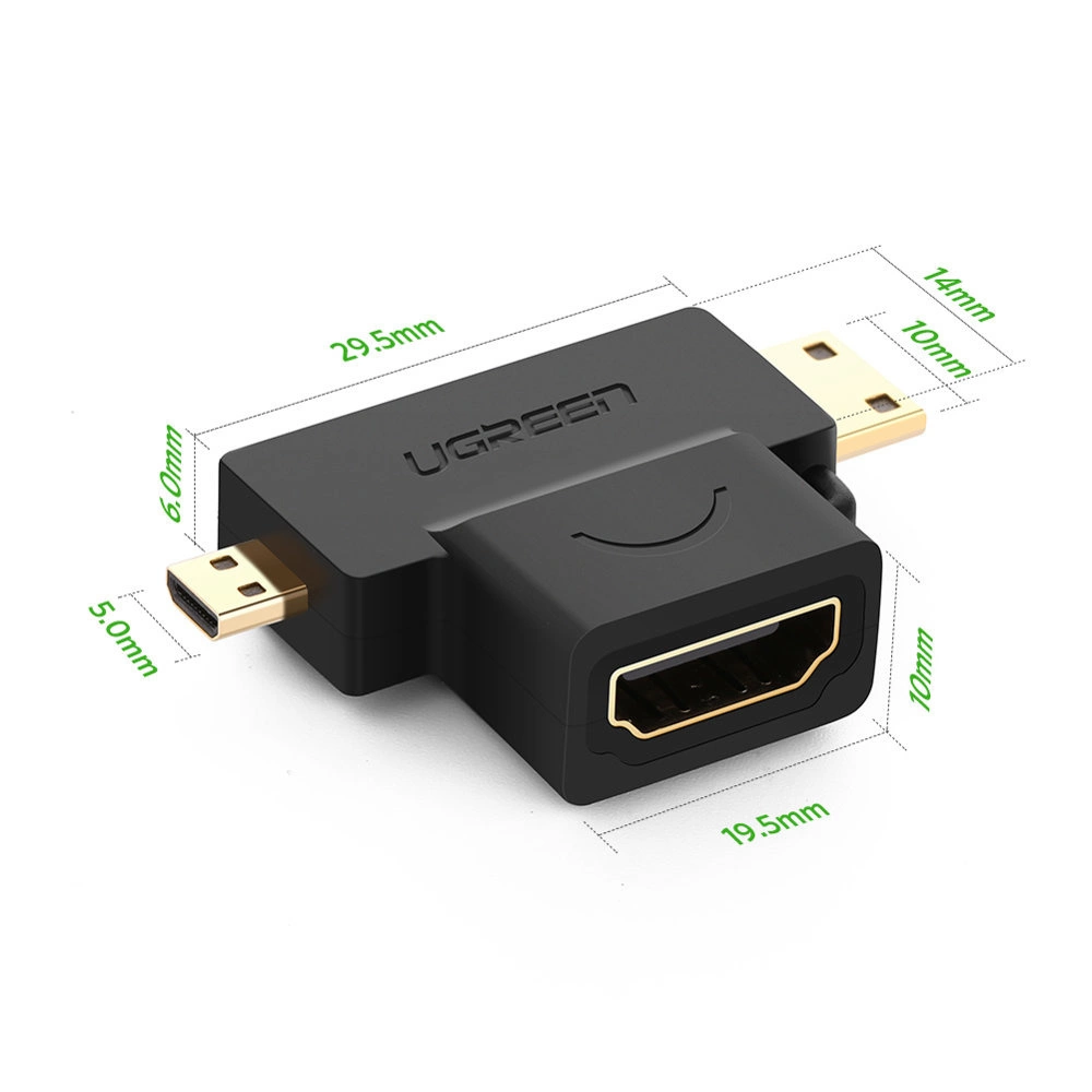 Ugreen adapter HDMI Type A (female) to mini HDMI (male) / micro HDMI (male) black (20144)eng