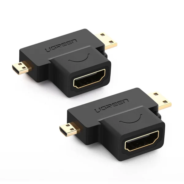 Ugreen adapter HDMI Type A (female) to mini HDMI (male) / micro HDMI (male) black (20144)eng