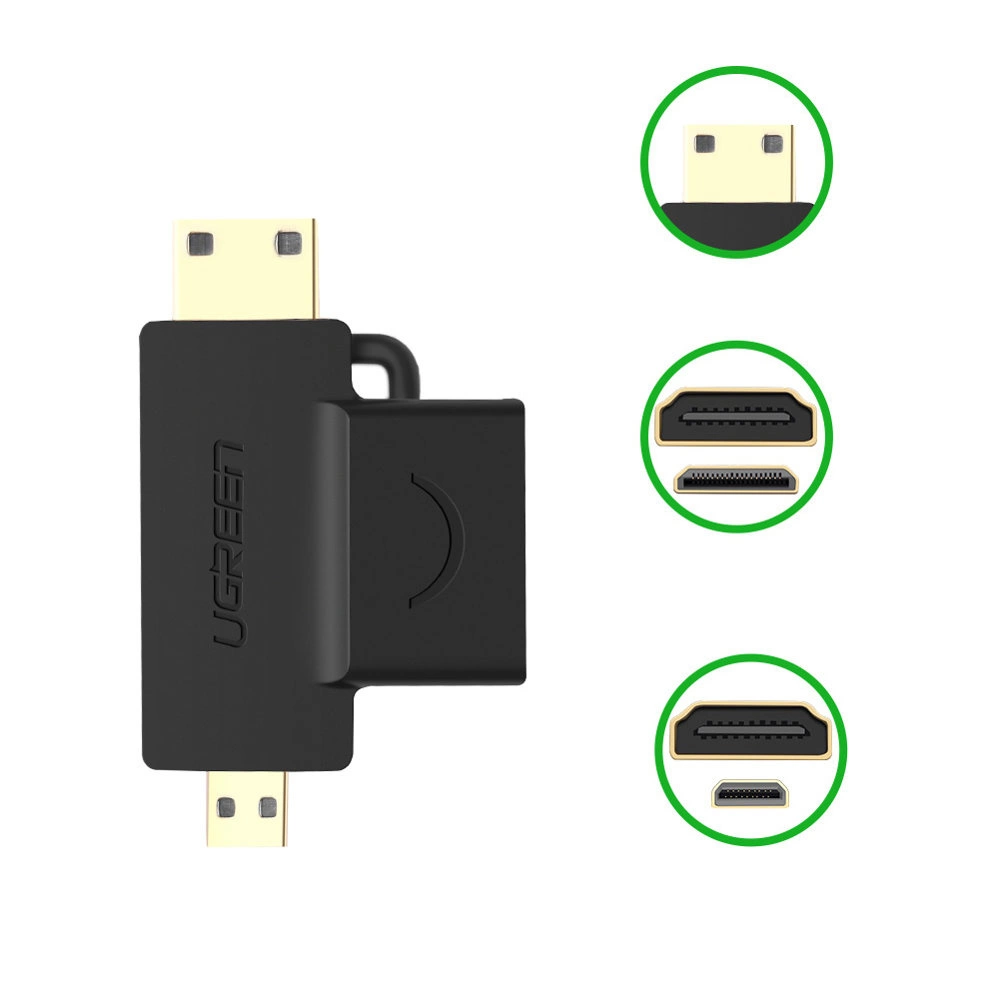 Ugreen adapter HDMI Type A (female) to mini HDMI (male) / micro HDMI (male) black (20144)eng