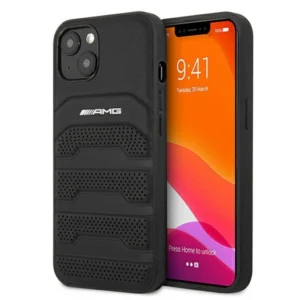 AMG AMHCP13SGSEBK iPhone 13 mini 5,4" czarny/black hardcase Leather Debossed Lineseng