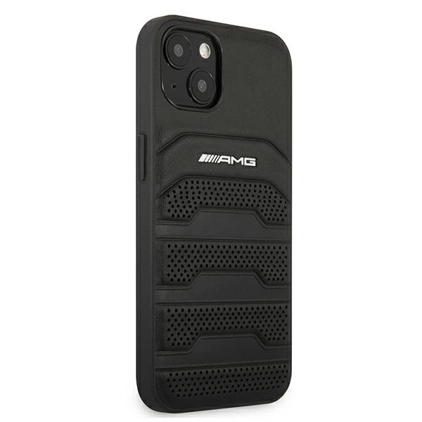 AMG AMHCP13SGSEBK iPhone 13 mini 5,4" czarny/black hardcase Leather Debossed Lineseng