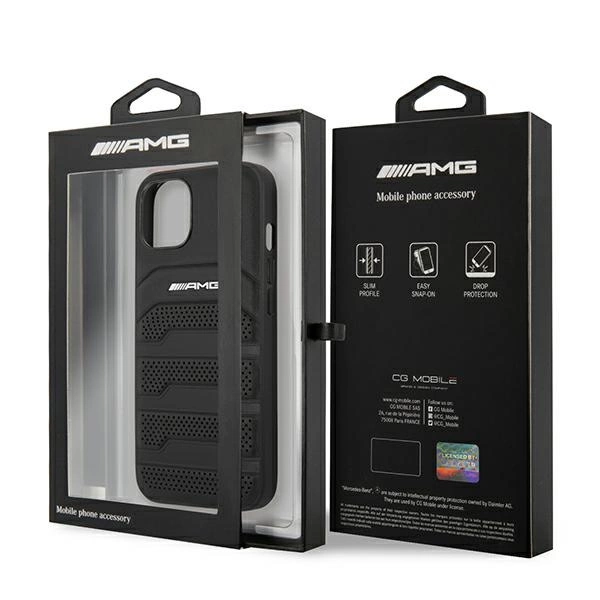 AMG AMHCP13SGSEBK iPhone 13 mini 5,4" czarny/black hardcase Leather Debossed Lineseng
