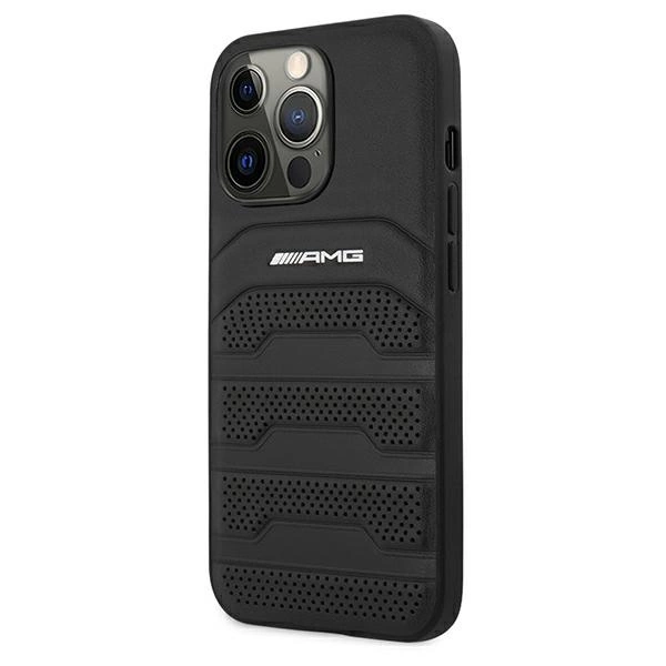 AMG AMHCP13XGSEBK iPhone 13 Pro Max 6,7" czarny/black hardcase Leather Debossed Lineseng