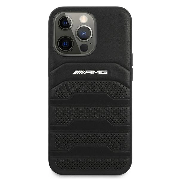 AMG AMHCP13XGSEBK iPhone 13 Pro Max 6,7" czarny/black hardcase Leather Debossed Lineseng
