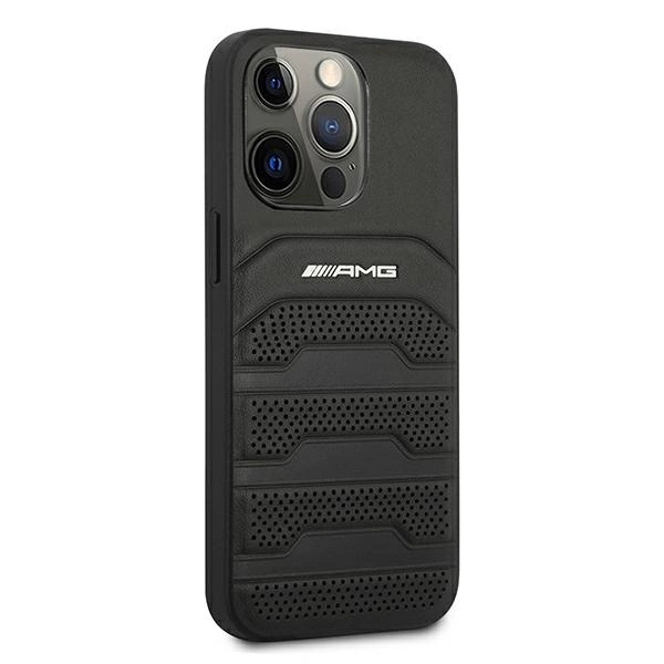 AMG AMHCP13XGSEBK iPhone 13 Pro Max 6,7" czarny/black hardcase Leather Debossed Lineseng