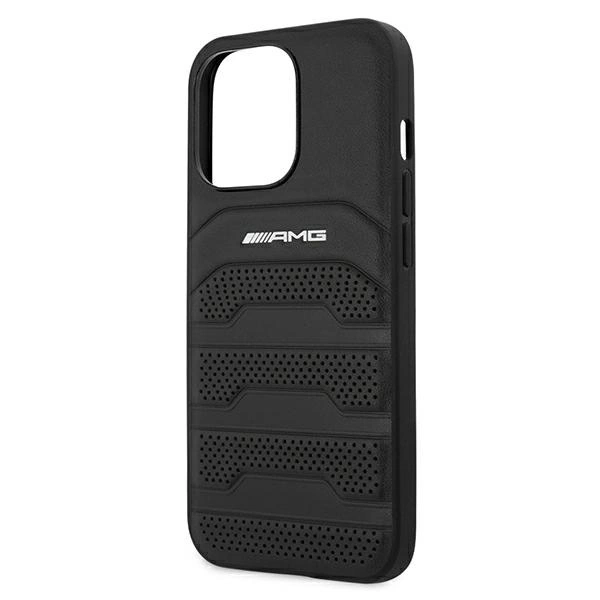 AMG AMHCP13XGSEBK iPhone 13 Pro Max 6,7" czarny/black hardcase Leather Debossed Lineseng