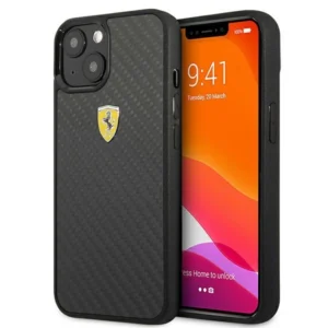 Ferrari FEHCP13SFCABK iPhone 13 mini 5.4" black/black hardcase On Track Real Carboneng