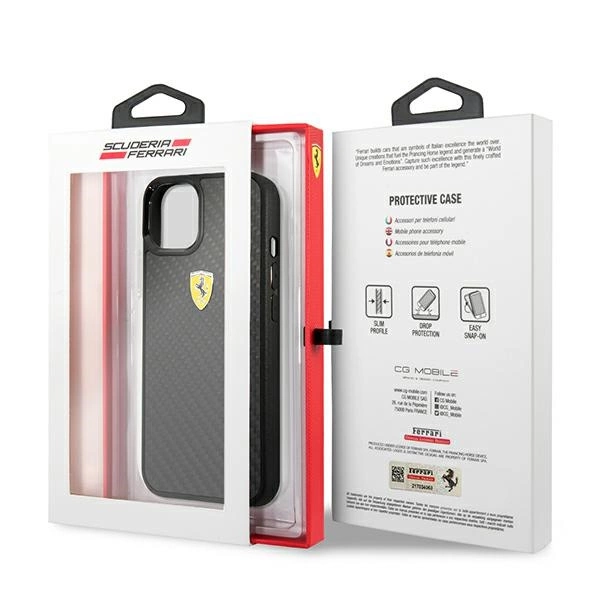 Ferrari FEHCP13SFCABK iPhone 13 mini 5.4" black/black hardcase On Track Real Carboneng