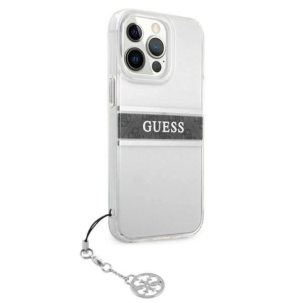 Guess GUHCP13LKB4GGR iPhone 13 Pro / 13 6,1" Transparent hardcase 4G Grey Strap Charmeng