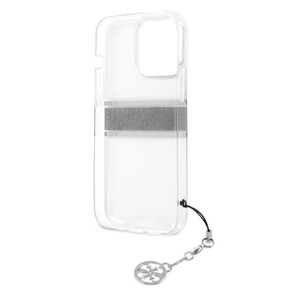Guess GUHCP13LKB4GGR iPhone 13 Pro / 13 6,1" Transparent hardcase 4G Grey Strap Charmeng