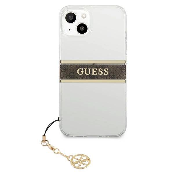 Guess GUHCP13SKB4GBR iPhone 13 mini 5.4" Transparent hardcase 4G Brown Strap Charmeng
