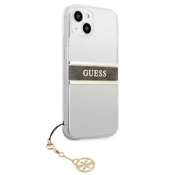 Guess GUHCP13SKB4GBR iPhone 13 mini 5.4" Transparent hardcase 4G Brown Strap Charmeng