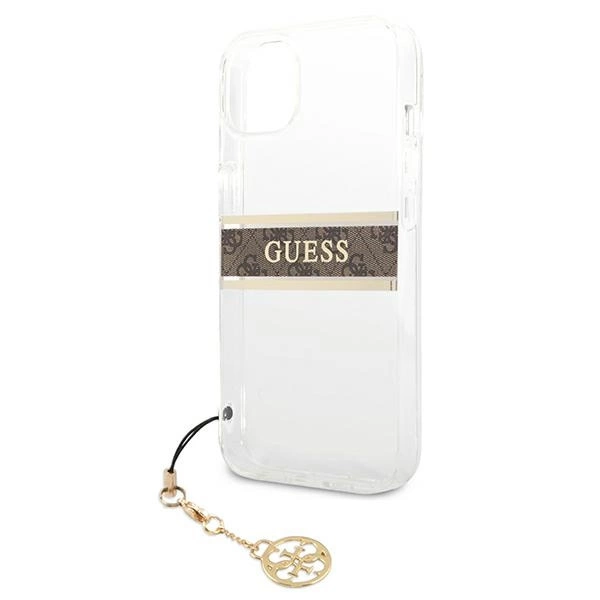 Guess GUHCP13SKB4GBR iPhone 13 mini 5.4" Transparent hardcase 4G Brown Strap Charmeng