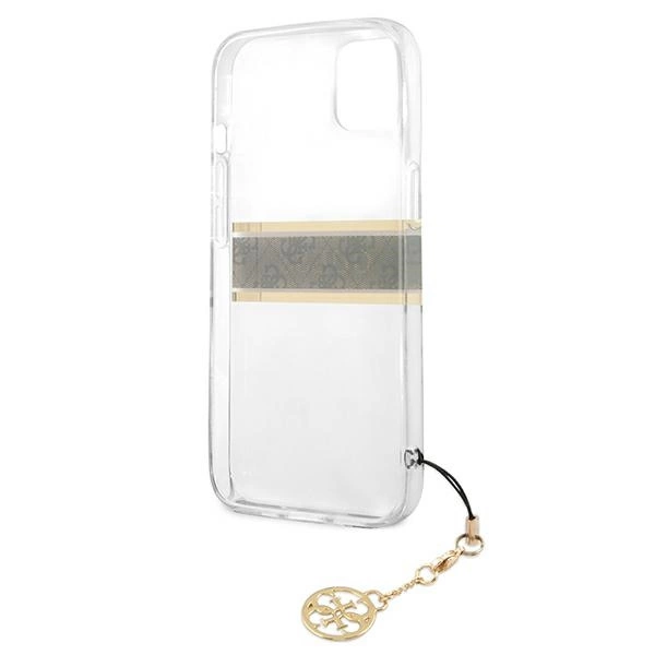 Guess GUHCP13SKB4GBR iPhone 13 mini 5.4" Transparent hardcase 4G Brown Strap Charmeng