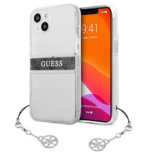 Guess GUHCP13SKB4GGR iPhone 13 mini 5.4" Transparent hardcase 4G Gray Strap Charmeng