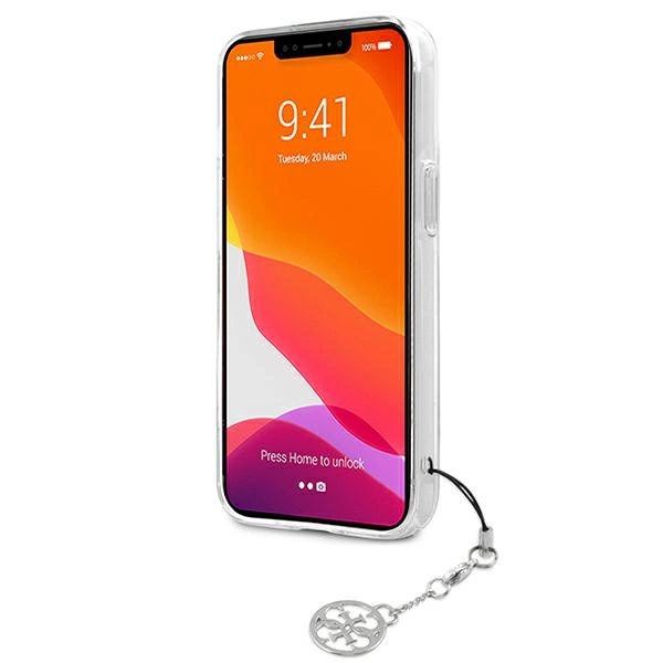 Guess GUHCP13SKB4GGR iPhone 13 mini 5.4" Transparent hardcase 4G Gray Strap Charmeng