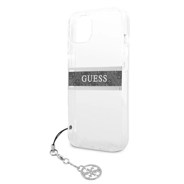 Guess GUHCP13SKB4GGR iPhone 13 mini 5.4" Transparent hardcase 4G Gray Strap Charmeng