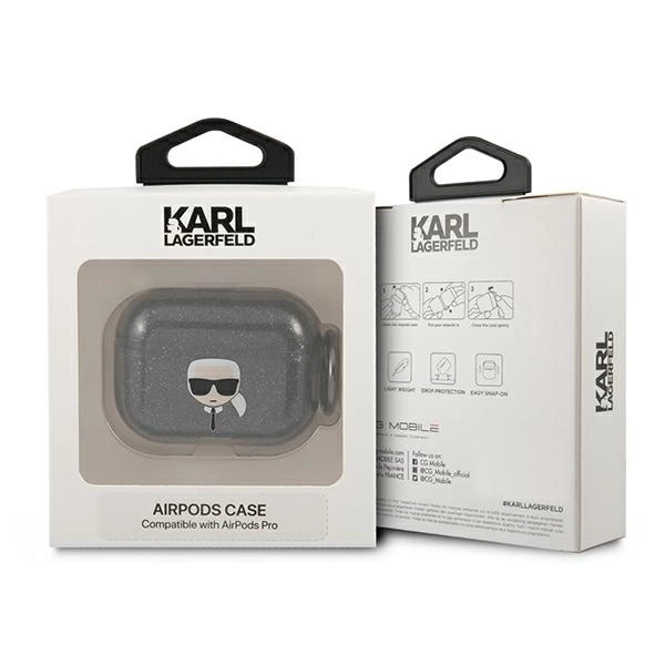 Karl Lagerfeld KLAPUKHGK AirPods Pro cover czarny/black Glitter Karl`s Headeng