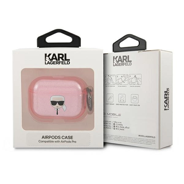 Karl Lagerfeld KLAPUKHGP AirPods Pro cover różowy/pink Glitter Karl`s Headeng