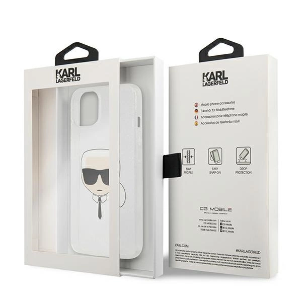 Karl Lagerfeld KLHCP13SKHTUGLS iPhone 13 mini 5,4" srebrny/silver hardcase Glitter Karl`s Headeng