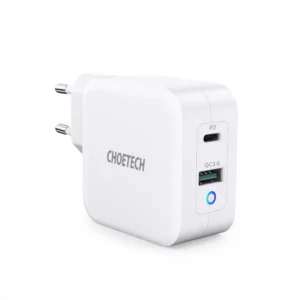 Choetech fast GaN wall charger USB Type C PD USB-A QC3.0 65W 3,25A white (PD8002)eng