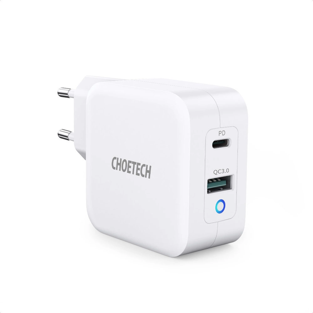 Choetech fast GaN wall charger USB Type C PD USB-A QC3.0 65W 3,25A white (PD8002)eng