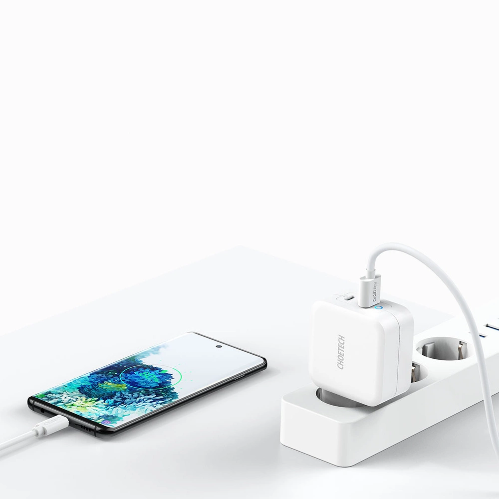 Choetech fast GaN wall charger USB Type C PD USB-A QC3.0 65W 3,25A white (PD8002)eng