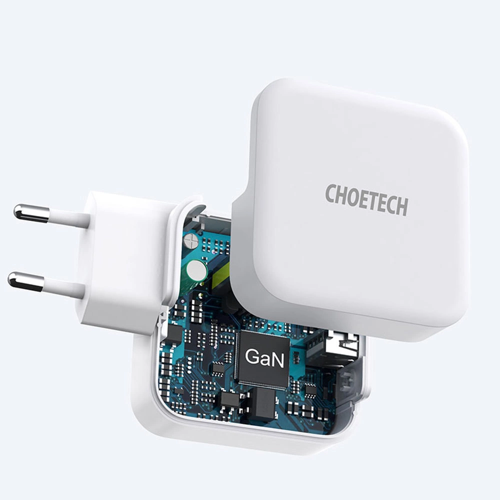 Choetech fast GaN wall charger USB Type C PD USB-A QC3.0 65W 3,25A white (PD8002)eng