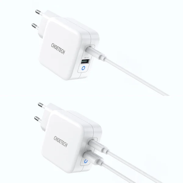 Choetech fast GaN wall charger USB Type C PD USB-A QC3.0 65W 3,25A white (PD8002)eng