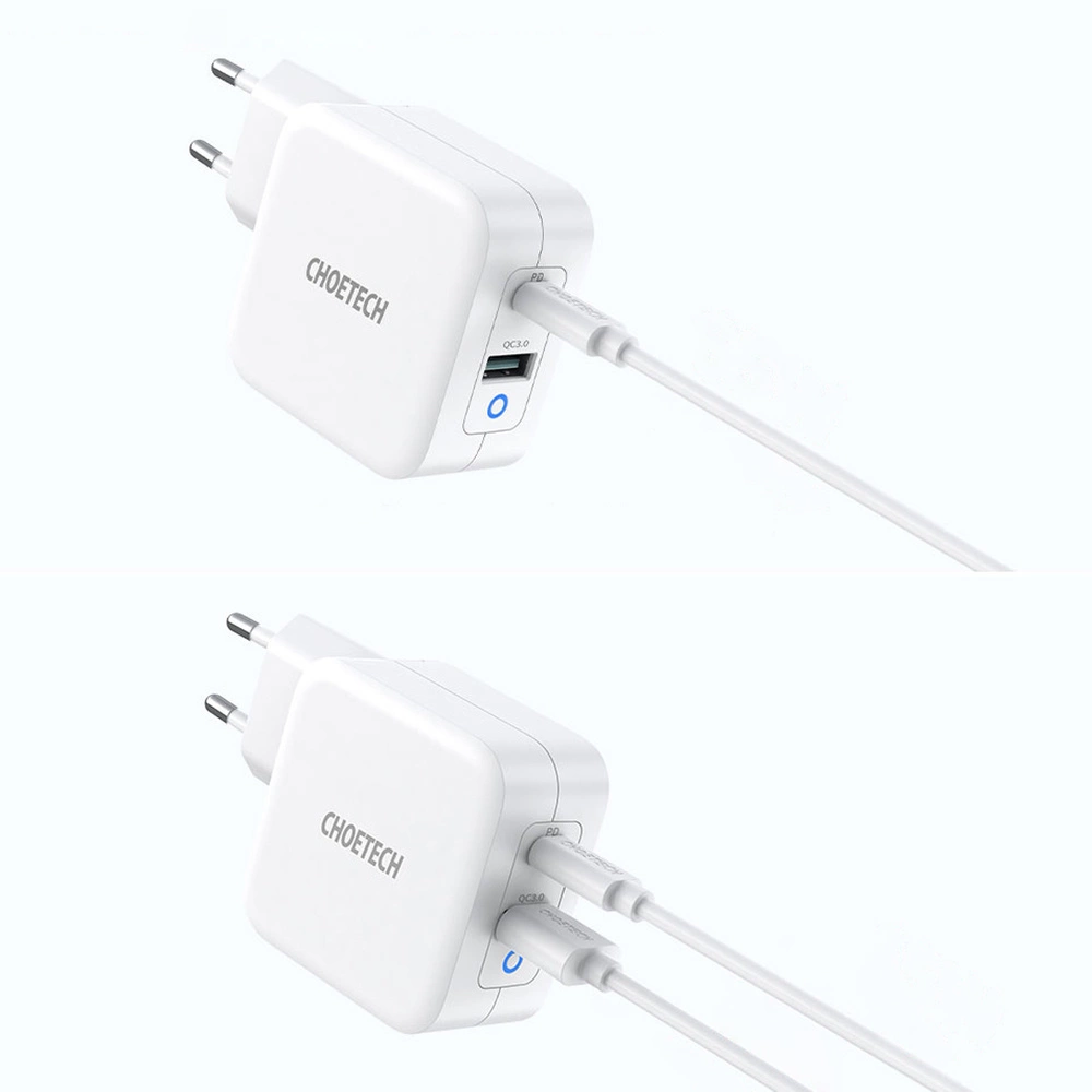 Choetech fast GaN wall charger USB Type C PD USB-A QC3.0 65W 3,25A white (PD8002)eng
