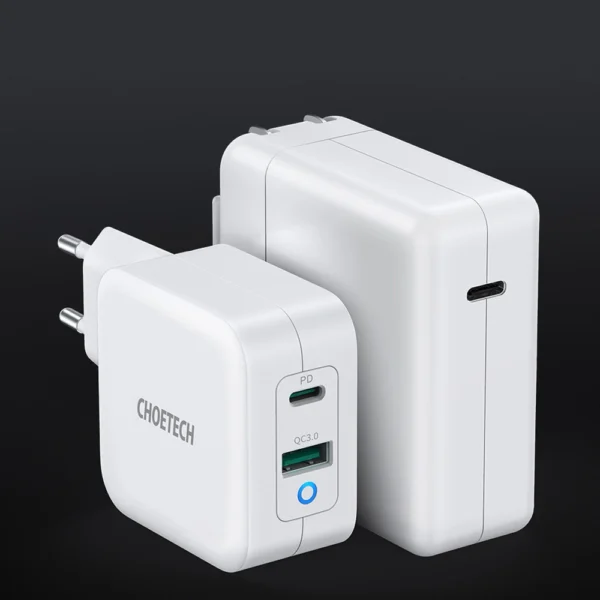 Choetech fast GaN wall charger USB Type C PD USB-A QC3.0 65W 3,25A white (PD8002)eng