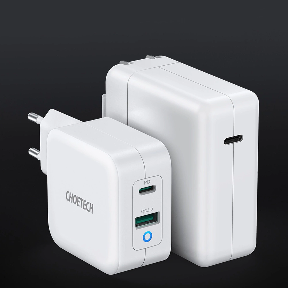 Choetech fast GaN wall charger USB Type C PD USB-A QC3.0 65W 3,25A white (PD8002)eng