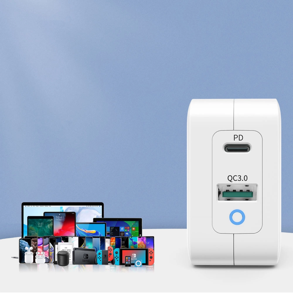 Choetech fast GaN wall charger USB Type C PD USB-A QC3.0 65W 3,25A white (PD8002)eng