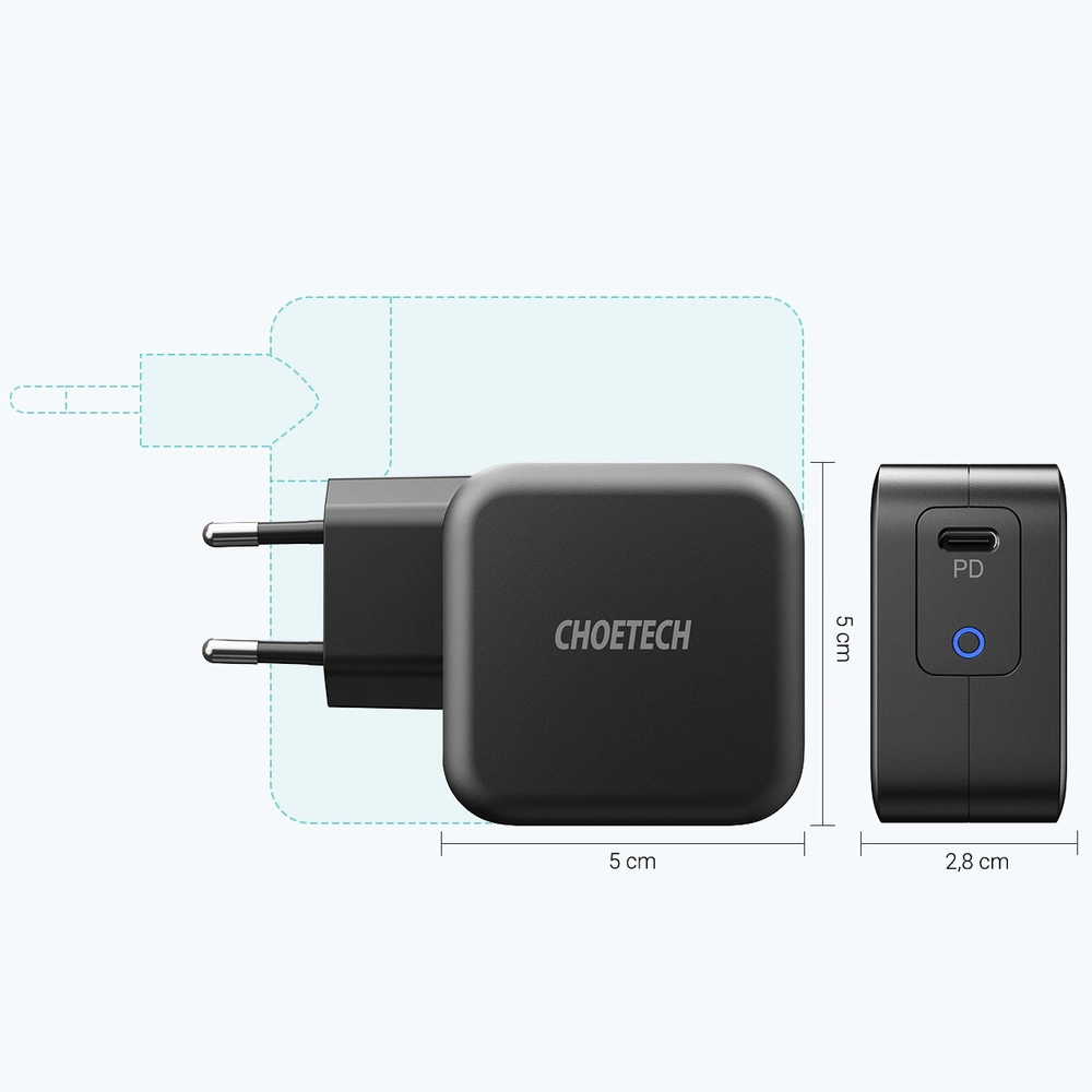 Choetech GaN USB Type C wall charger 61W Power Delivery black (Q6006)eng