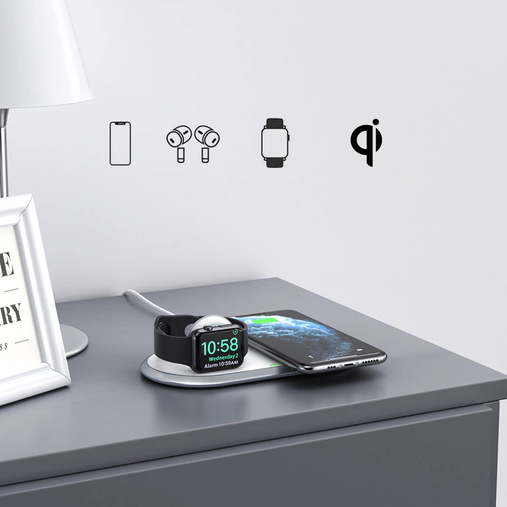 Choetech Qi 2in1 wireless charger for smartphones / Apple Watch with stand (MFI) USB Type C white (T317)eng