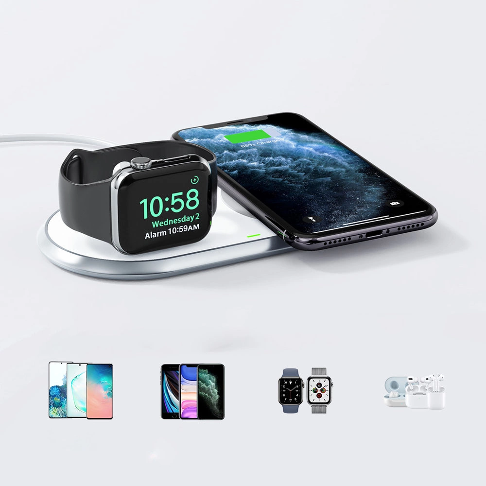 Choetech Qi 2in1 wireless charger for smartphones / Apple Watch with stand (MFI) USB Type C white (T317)eng