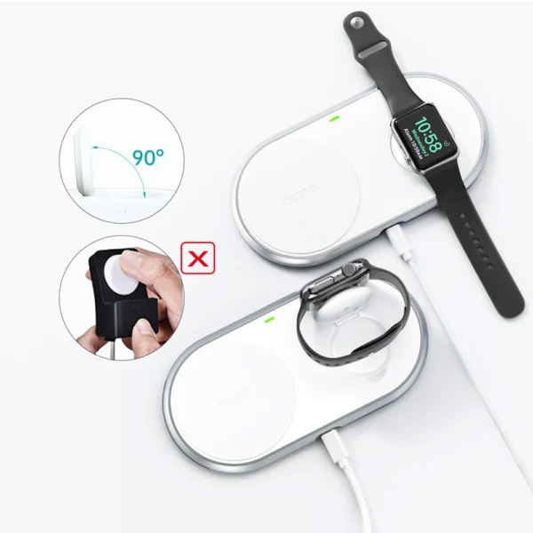 Choetech Qi 2in1 wireless charger for smartphones / Apple Watch with stand (MFI) USB Type C white (T317)eng