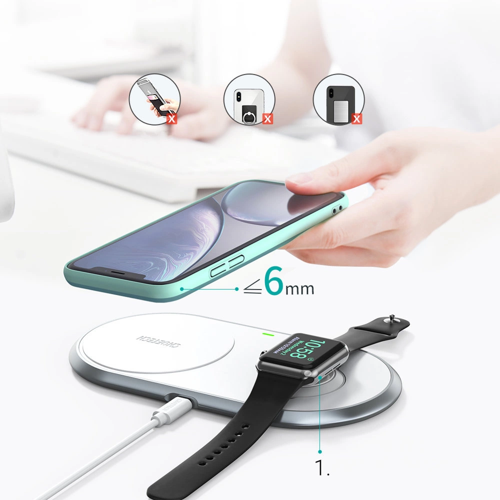 Choetech Qi 2in1 wireless charger for smartphones / Apple Watch with stand (MFI) USB Type C white (T317)eng