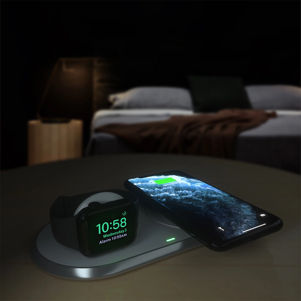 Choetech Qi 2in1 wireless charger for smartphones / Apple Watch with stand (MFI) USB Type C white (T317)eng