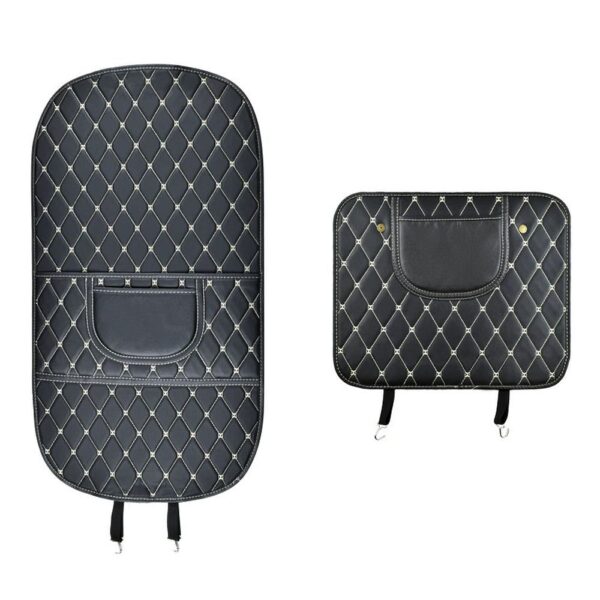 Protective leather mat for car seat anti-kick with organizer black